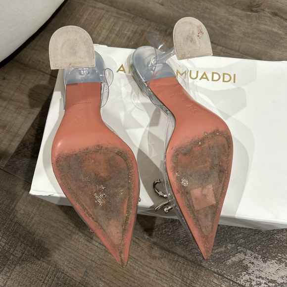 Amina Muaddi Rosie glass PVC am transparent heels - Picture 8 of 14